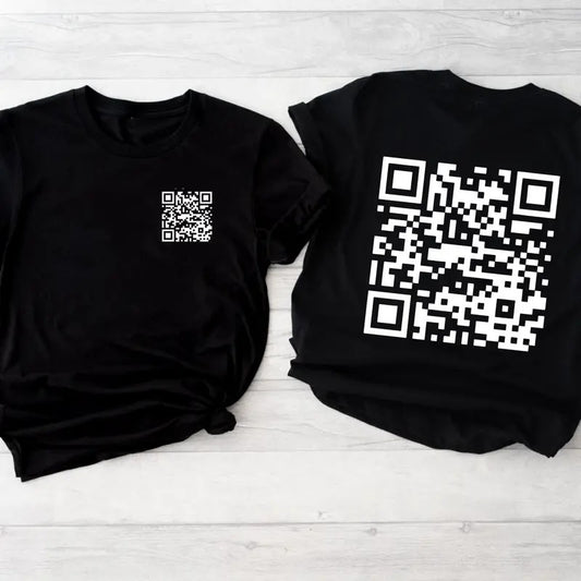 2 Sides Funny FU QR Code Men's T-Shirt, QR Code T-Shirt, Gifts, Gift For Her, Gift For Him, Classic Fabric Top Clothing Tee Fabric Fit