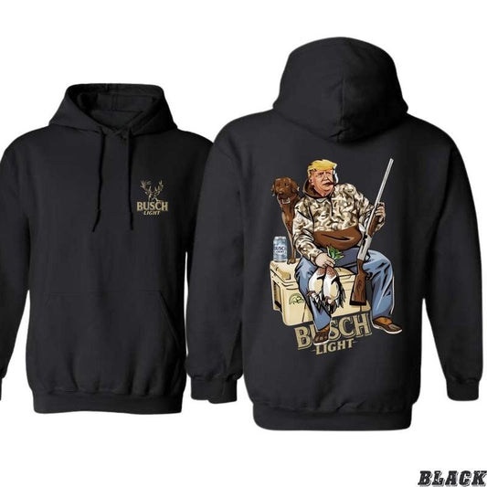 2 Sides Hunter Trump With Busch Light Beer 2 Siders Hoodies, Trump and Your Hunt Dog, Ideal for Duck Hunting Season, Hoodie for Men, for Women