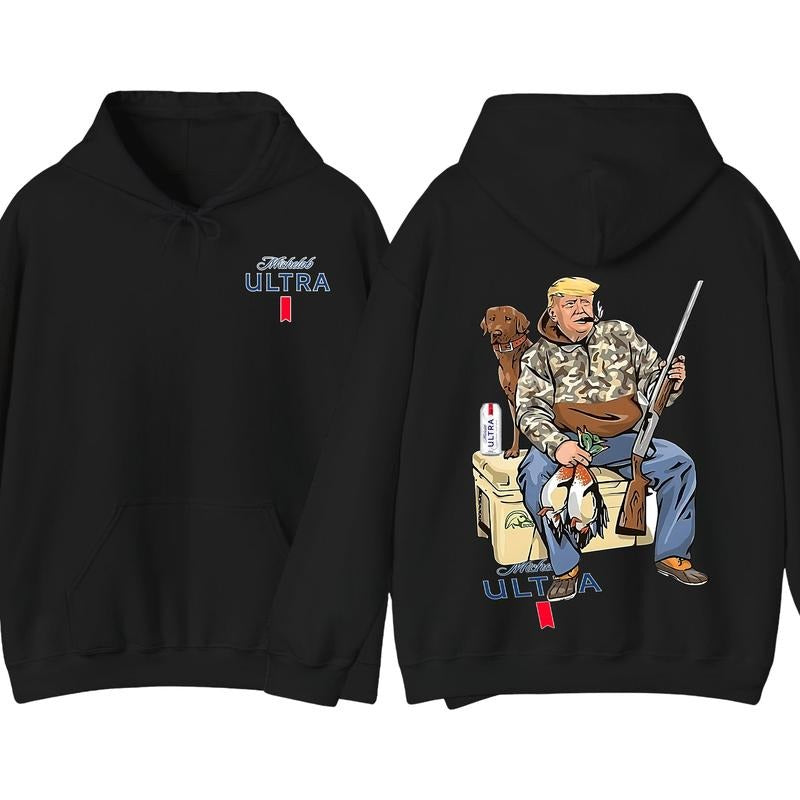 2 Sides Hunter Trump With Michelob Ultra Beer 2 Siders Hoodie, Trump and Your Hunt Dog, Hunting Season, Gift for Men, for Women