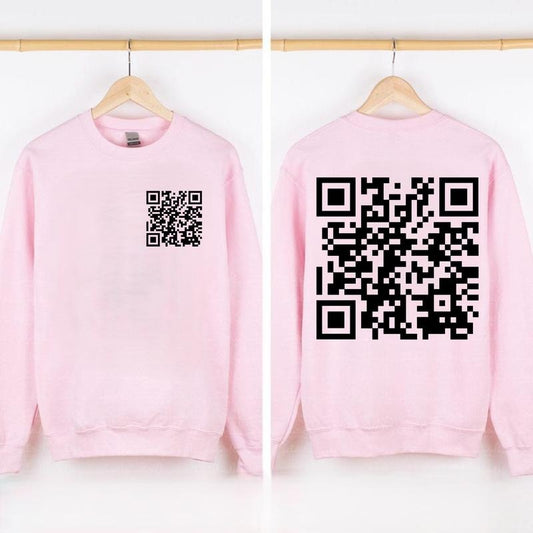 2 Sides I Love You QR Code Sweatshirt, QR Code I Love You Valentine's Sweatshirt, Valentines Gifts, Gift For Her, Gift For Him, Classic Clothing