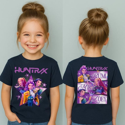 2 Sides Kpop Huntrix Unisex T-Shirt, Kpop Demon Hunters T-Shirt, Kpop Huntrix Tee, Mira, Rumi, Zoey, Derpy Tiger Tee, Gift for Huntrix, Saja Boys Fans, Kid Youth Shirt, Unisex TShirt