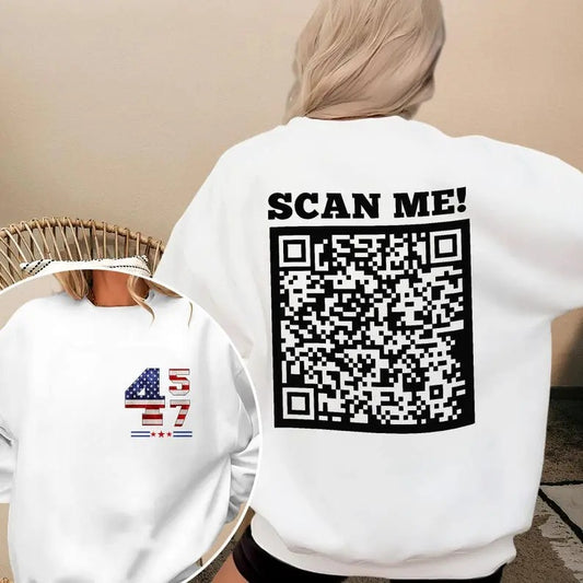 2 Sides Trump Dancing QR Code Unisex Sweatshirt, Funny President Trump Dance Sweatshirt, Gifts, Gift For Her, Gift For Him, Classic Fabric Clothing