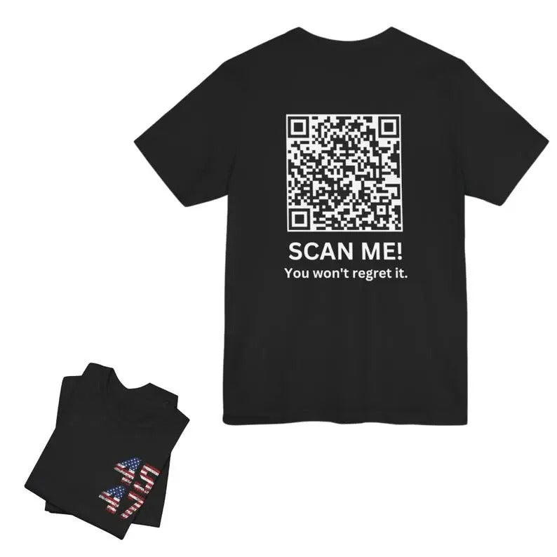 2 Sides Trump YMCA QR Code Dance T-Shirt, Funny President Trump T-Shirt, Gift for Trump Supporters, Gifts, Gift For Her, Gift For Him, Classic Fabric