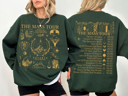 2 Slide Design, The Maas Tour t-shirt, SJM sweatshirt, ACOTAR sweatshirt, SJM merch, A Court of Thorns and Roses sweatshirt, Throne of Glass, The Maas Tour