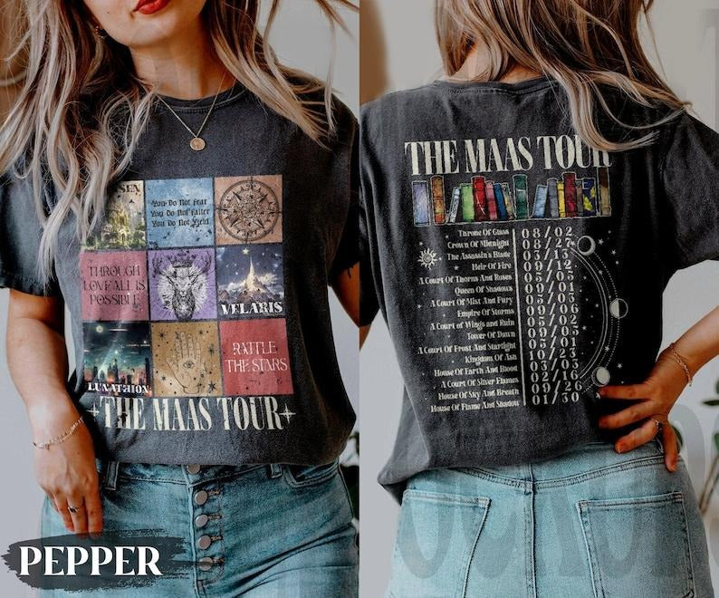 2 Slide Design, Vintage Sarah JMaas Eras Tour t-Shirt, The Mas Tour Tee, ACOTAR, Crescent City, Throne of Glass Merch,...