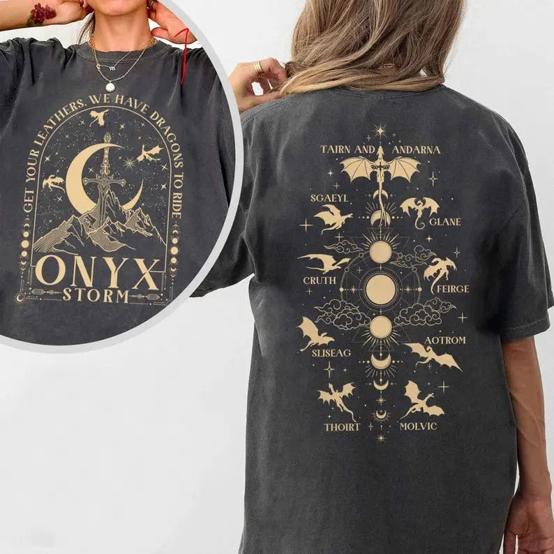 2 Slide, Get Your Leathers We Have Dragons to Ride T-Shirt, Onyx Storm Shirt, Gifts for Readers, Fantasy Book Dragon...
