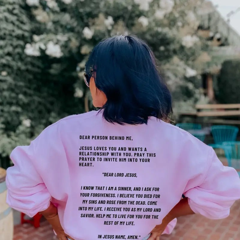 2 sides Dear Person Behind Me Christian Sweatshirt Aesthetic Sweatshirt Jesus Loves You Jesus Crewneck Christian Apparel...