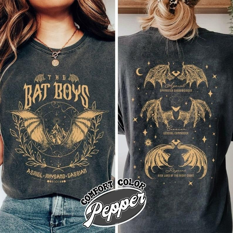2 slides, The Bat Boys Shirt, the Bat Boys the Night Court Acotar Shirt, Acotar the Bat Boys, Acotar Shirt Azriel, Acotar...