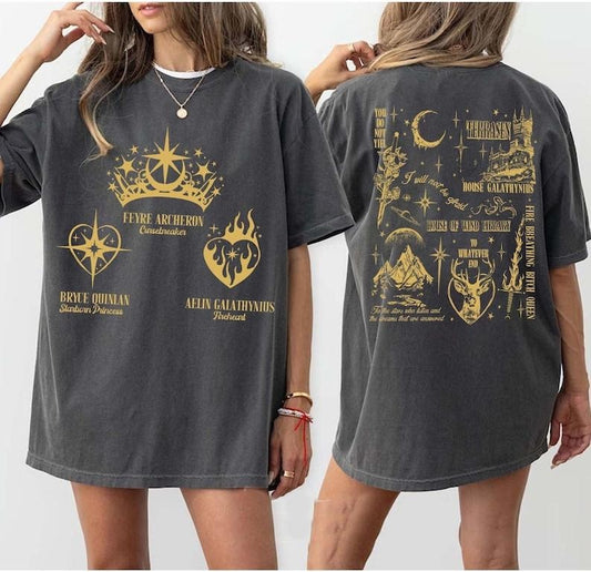 2 slides, Throne Of Glass Terrasen Shirt, Terrasen Tshirt, Throne Of Glass tshirt, Aelin Galathynius Shirt, Bryce Quinlan Shirt, Bookish Gift Cotton Shortsleeve Tshirt