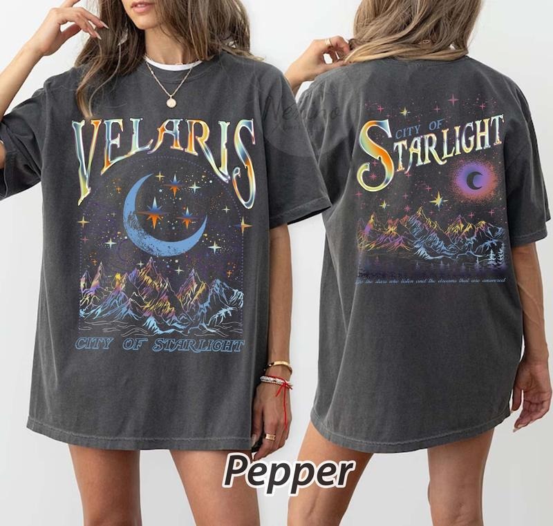 2 slides,Velaris City Of Starlight ACOTAR tshirt, The Night Court Shirt, Court of Dreams, Rhysand, Cassian, Sarah J Maas,...
