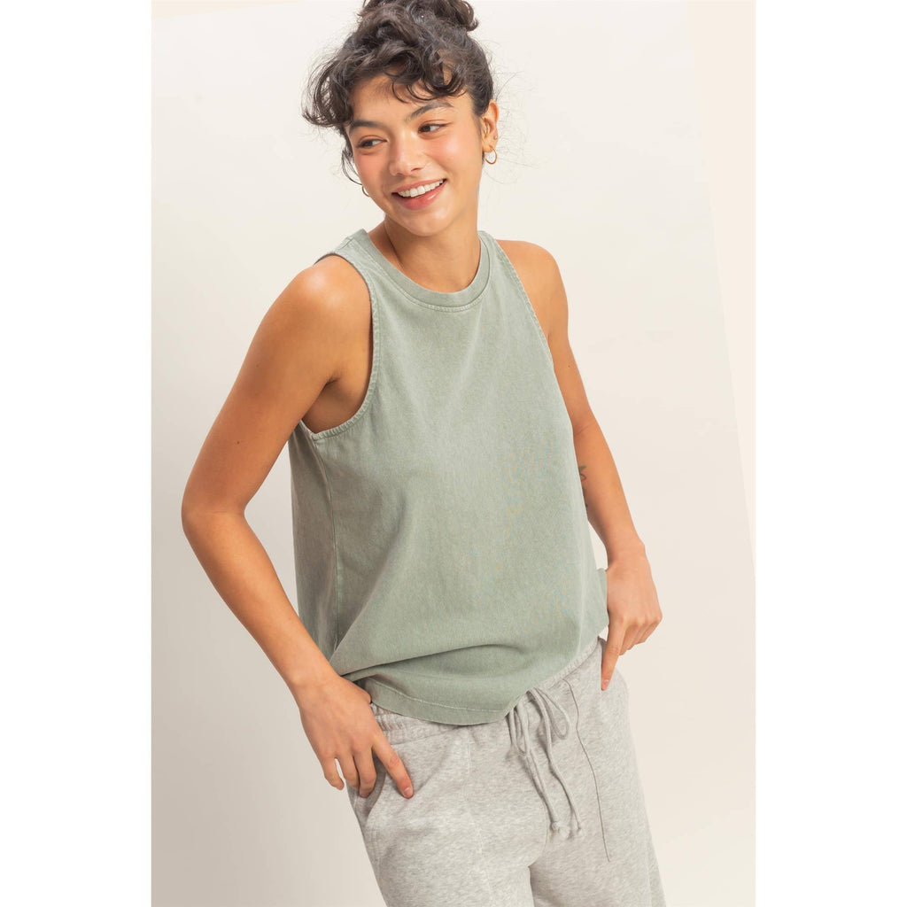 Mineral Washed Sleeveless Top