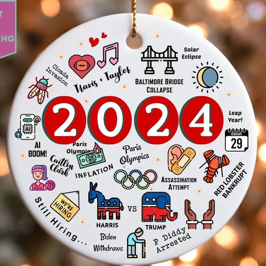2024 Christmas Ornament, 2024 Year in Review Trump Ornament, Major Notable Events Ornament, Funny Cute Year to Remember Commemorative