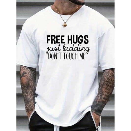 2024 Little N Style Free embrace high street fashion trends Letterpress printed men's one-piece fashion Jacket Crew neck Casual simple outdoor short sleeve Summer men's T-shirt Made in USA