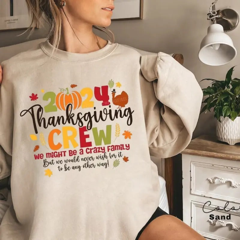2024 Thanksgiving Crewneck Shirt, Sweatshirt, Hoodie Matching Thanksgiving Family | DripVista.com
