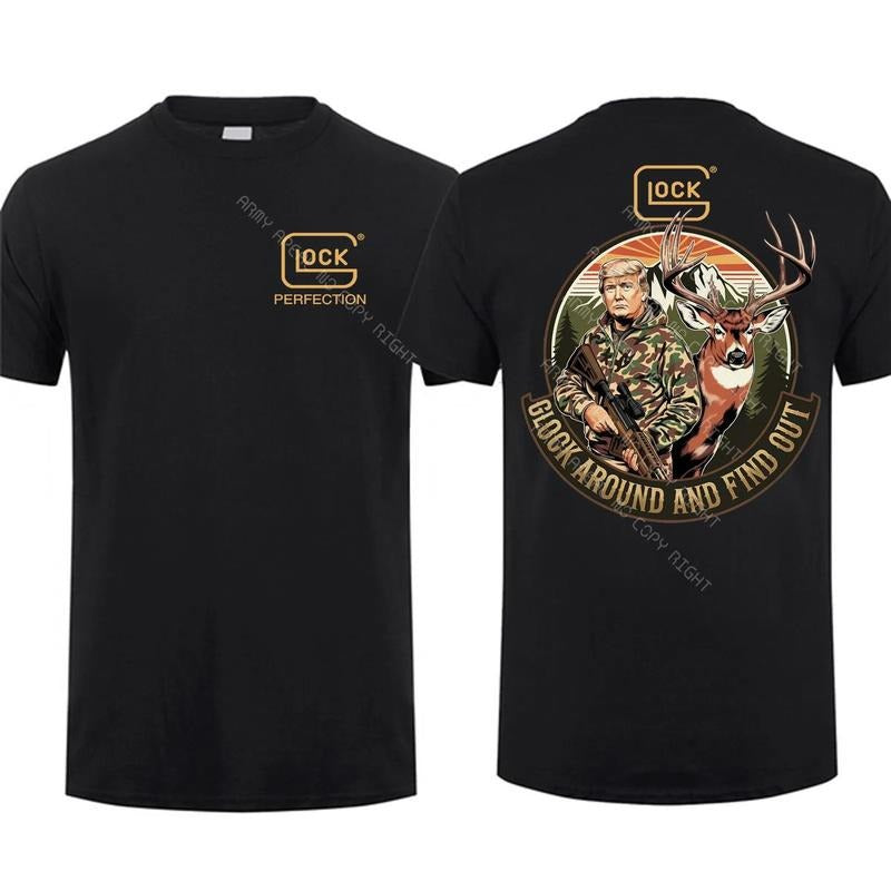 2025 Glock Around Gunpla brand Find Out 2 Sided T-Shirt, Unisex Short Sleeve Casual 100% Cotton, Top Menswear, Tactical...