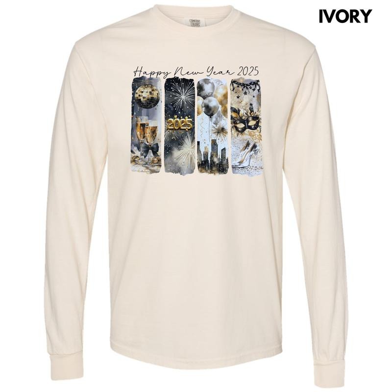 2025 New Year Scenes Long Sleeve Comfort Colors T-Shirt