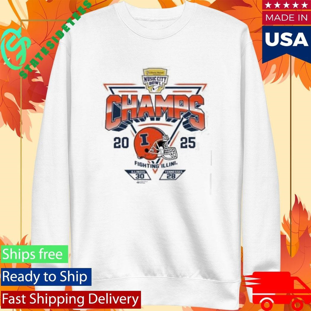 2025 Transperfect Music City Bowl Illinois Champs Score Sst Shirt