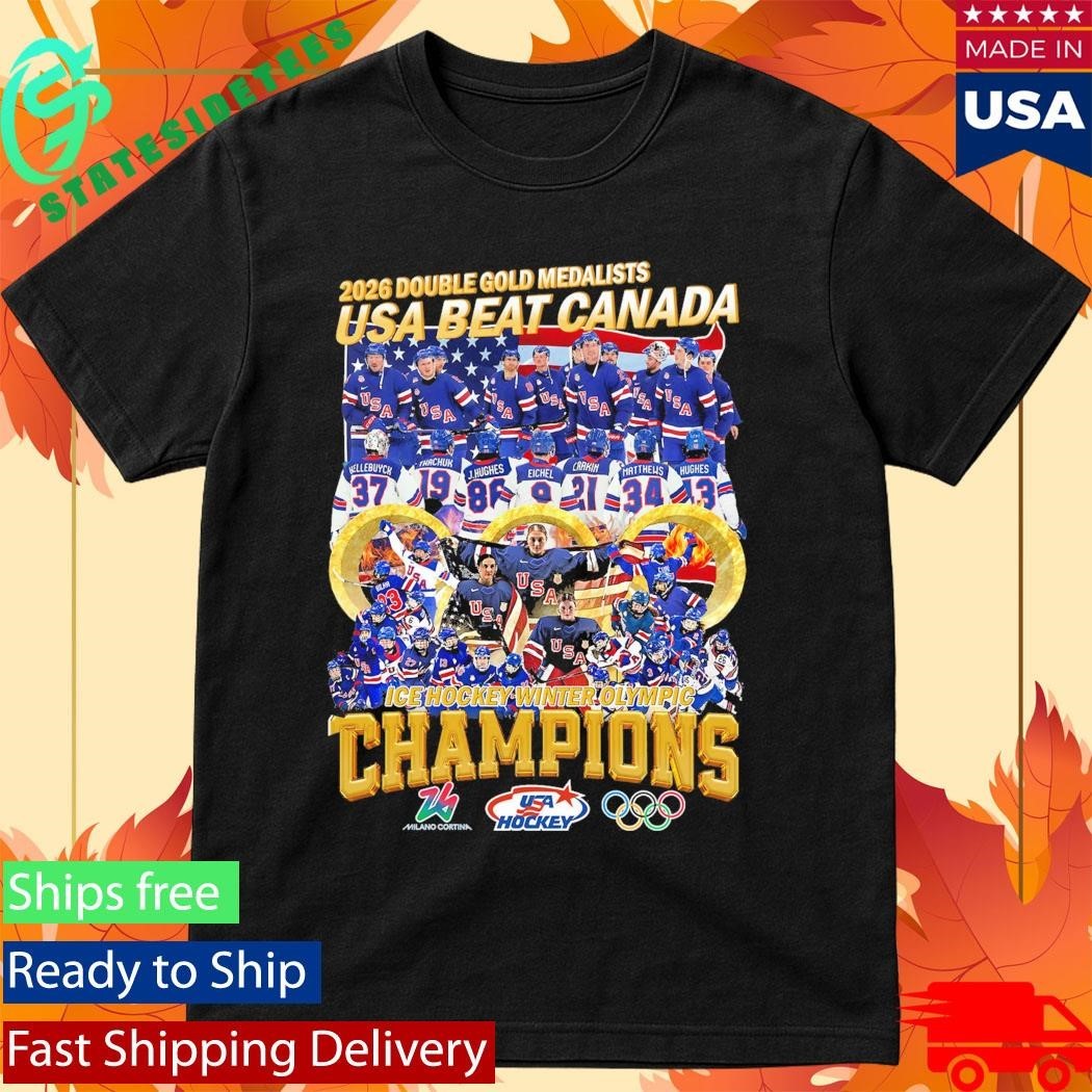 2026 Double Gold Medalists Usa Beat Canada Ice Hockey Winter Olympic Shirt