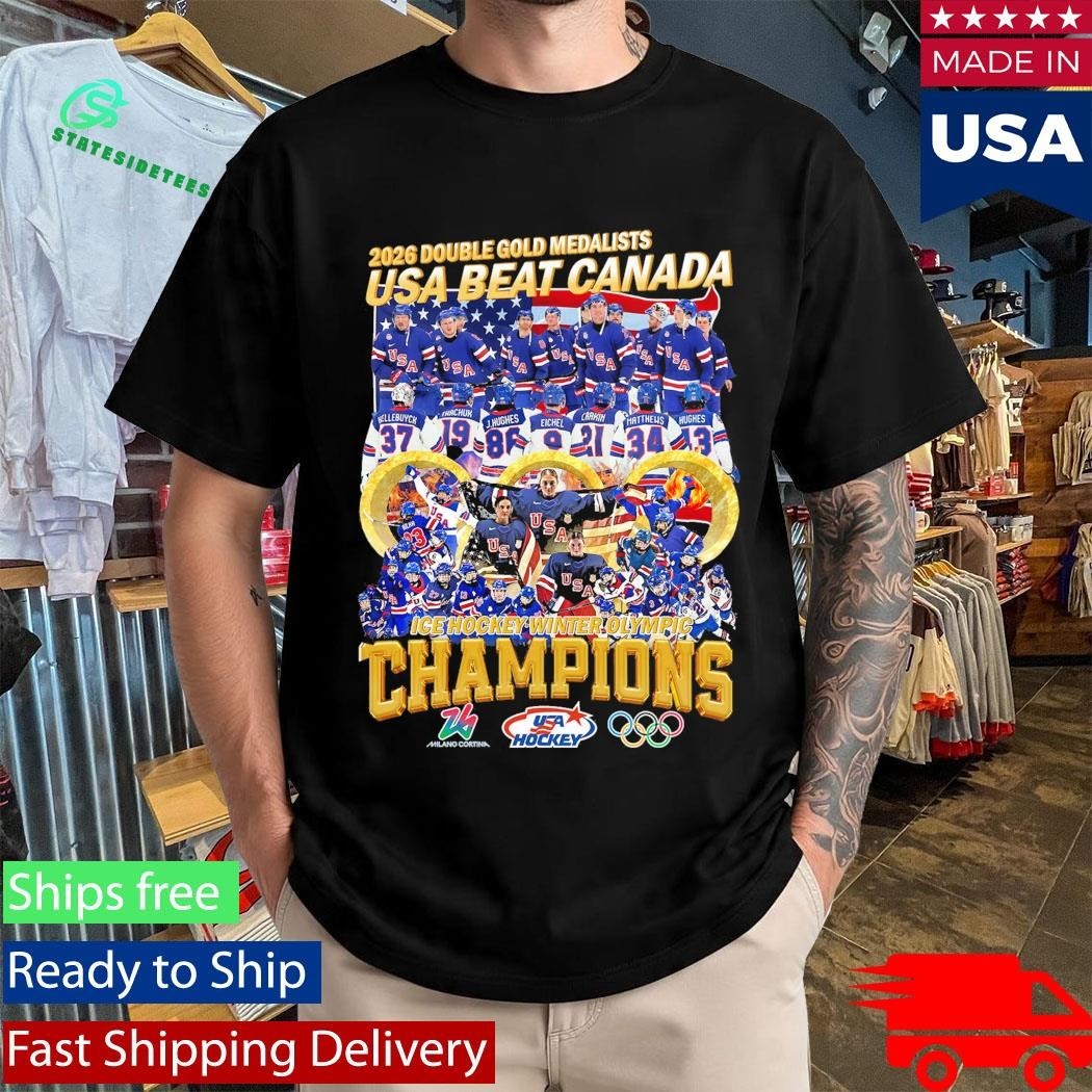 2026 Double Gold Medalists Usa Beat Canada Ice Hockey Winter Olympic Shirt
