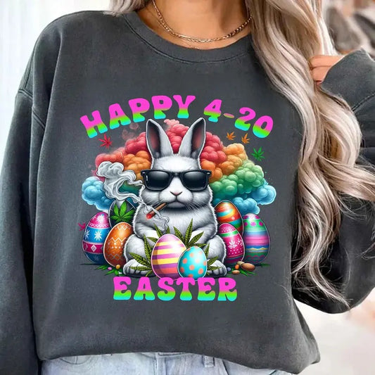 Skip The Hunt Smoke The Blunt Shirt, Funny 4/20/2025 Easter shirt, Bunny Happy Easter Day 4/20, Easter Humor Shirt, Happy Easter Day Gift For Men For Women