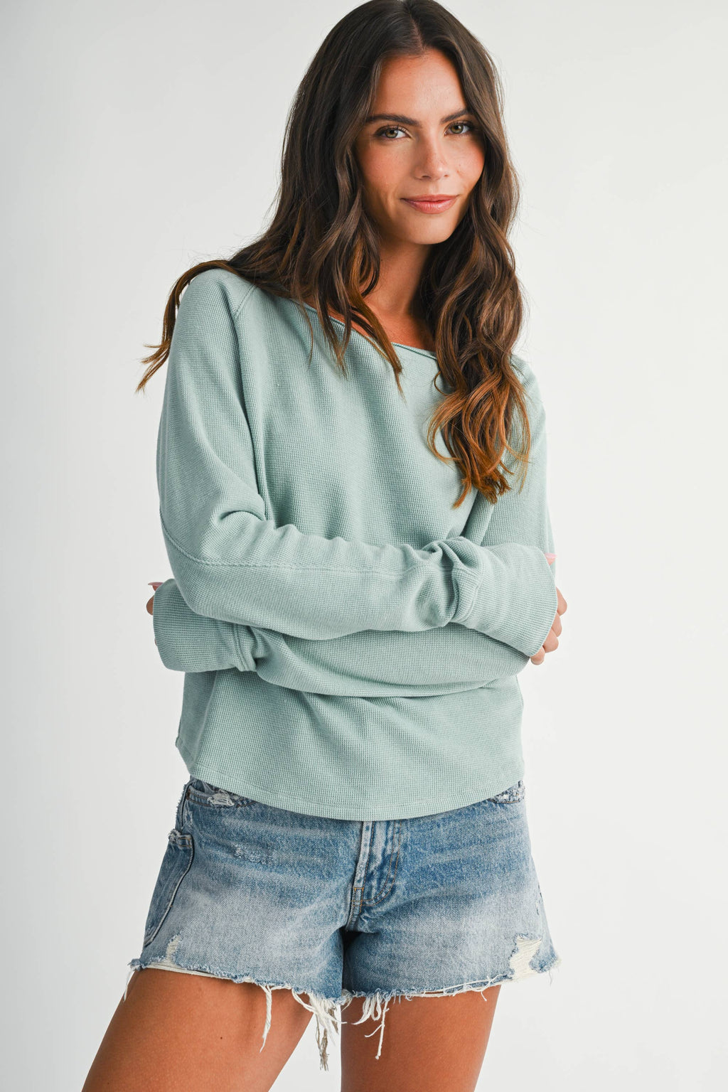 8642in Relaxed Thermal Knit Long Sleeve Top