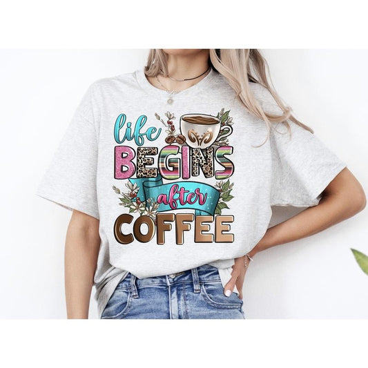 #217 - Life Begins After Coffee -  - Print Unisex Crew neck Tee T-shirt
