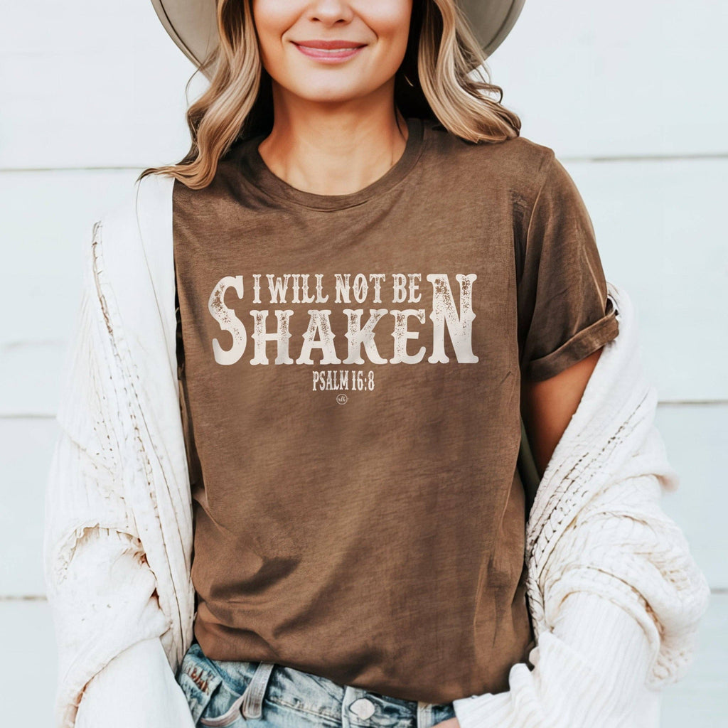 I Will Not Be Shaken Christian Tee
