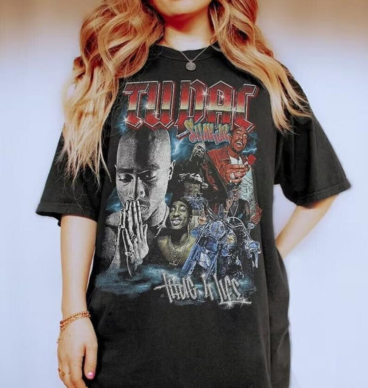 2Pac Tupac Shakur T-Shirt, Vintage 2Pac Rapper Hip Hop Legends Shirt, Vintage 90's Hip Hop Clothing, Tupac Shakur Bootleg Concert Shirt