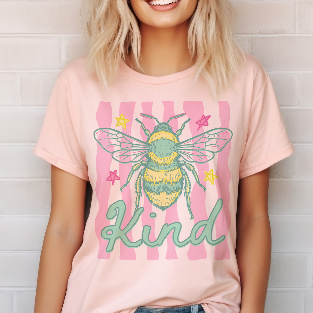 Preppy Bee Kind Stripe Honey Farmers Market Graphic Tee