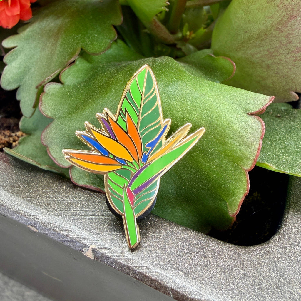Bird of Paradise Enamel Pin – Tropical Flower Pin, Botanical Lapel Pin, Exotic Plant Gift, Nature Inspired Pin For Jacket or Bag