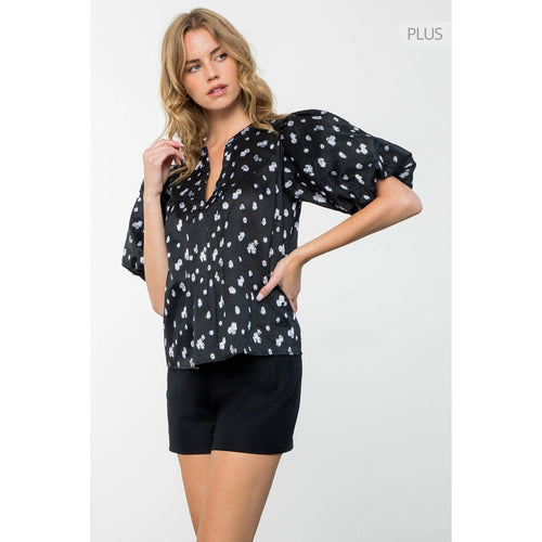 /Size Xl/ Puff Sleeve Spotted Top
