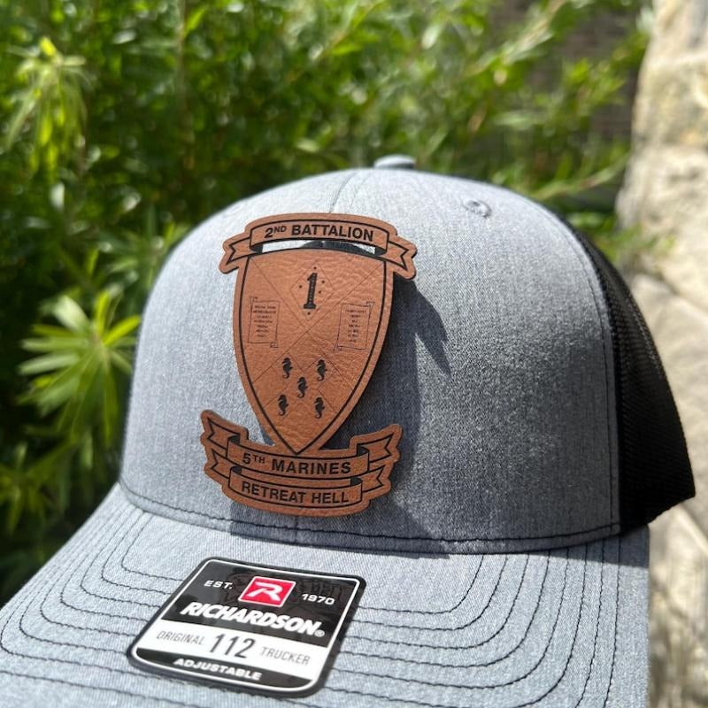 2nd Battalion 5th Marines Leather Hat Patch Richardson Hat Mesh Back Snap Back | Salty Vet | T-Shirts, Hoodie, Sweatshirt