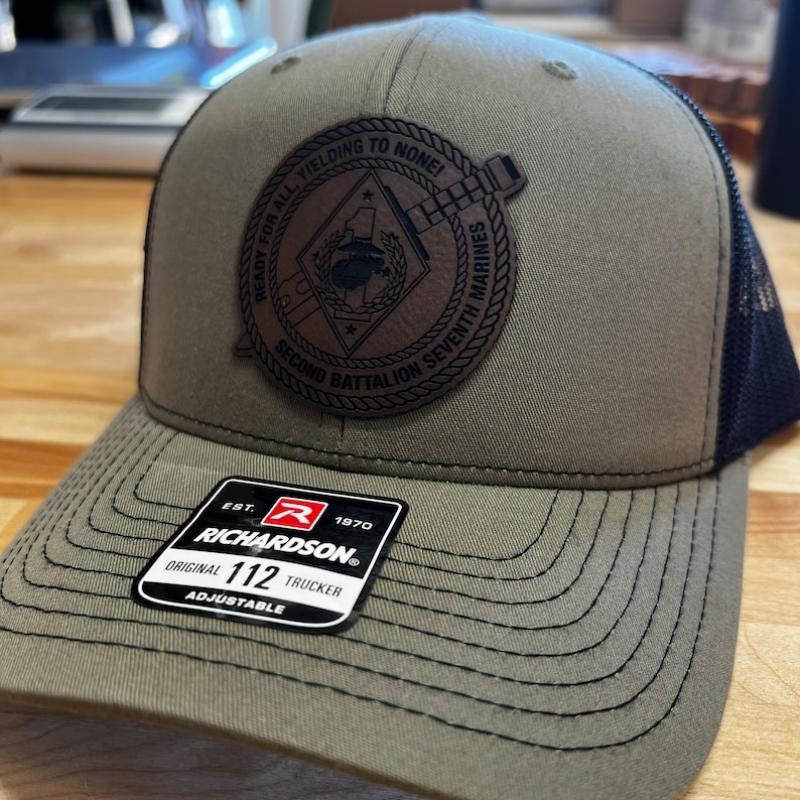 2nd Battalion 7th Marines Leather Hat Patch Richardson Hat Mesh Back Snap Back | Salty Vet | T-Shirts, Hoodie, Sweatshirt