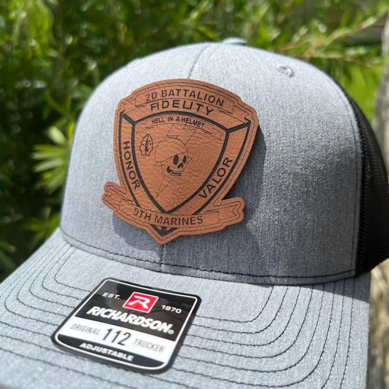 2nd Battalion 9th Marines Leather Hat Patch Richardson Hat Mesh Back Snap Back | Salty Vet | T-Shirts, Hoodie, Sweatshirt