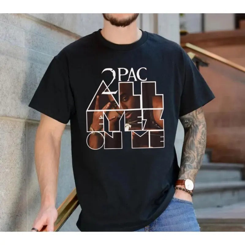 2pac Hip Hop Shirt, All Eyez On Me Album Cover T Shirt, 90s Hip Hop Graphic Tee, Rap Music Streetwear, Unisex Short...