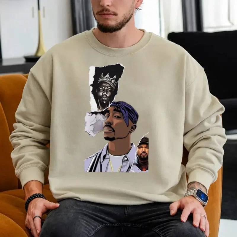 2pac Shirt Rap T Shirt 90s Vibe, Biggiie Smalls Shirt, Hip Hop 2pac Sweatshirt, Gift For Fan, Unisex Sweater Pullover Tee...