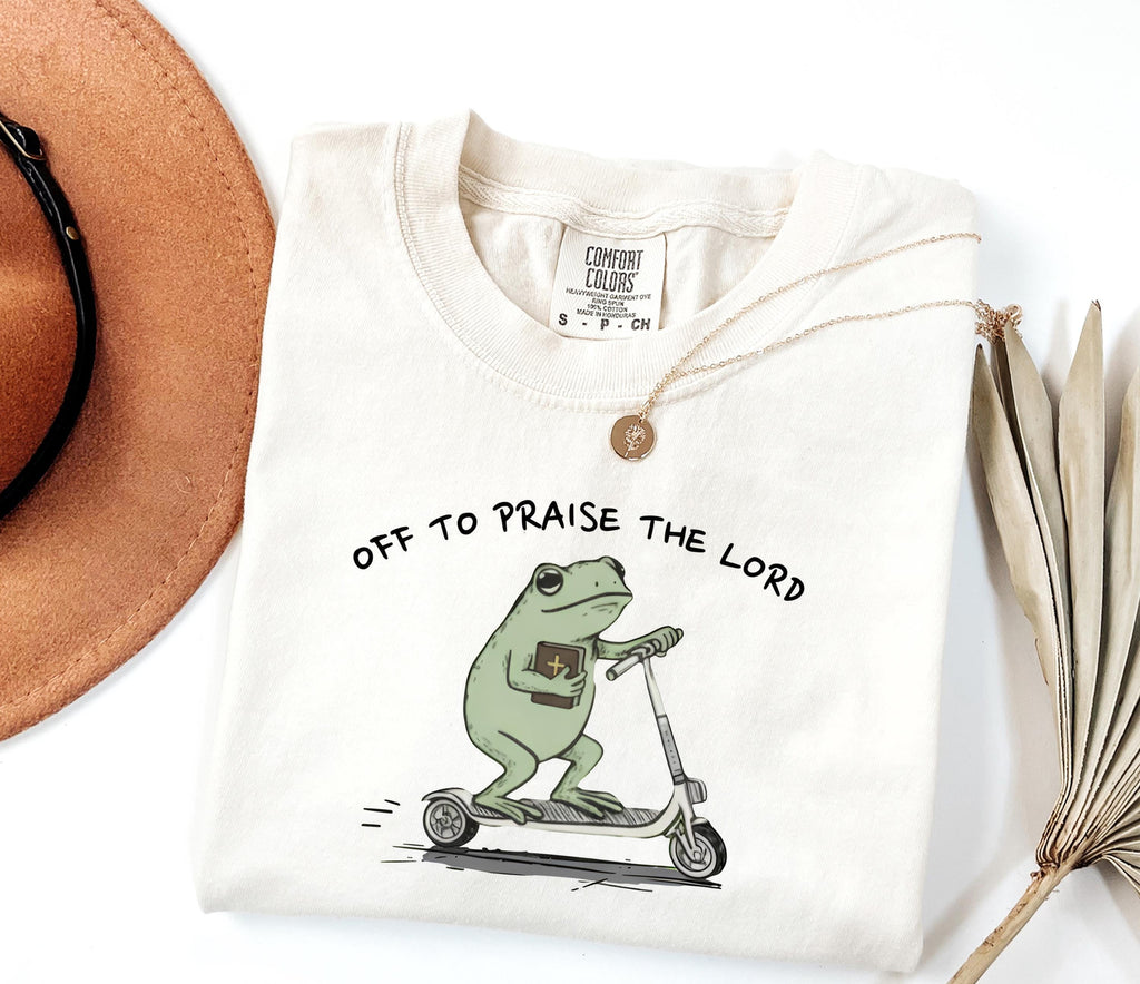 Comfort Colors Christian Dyed Tee Frog Off Praise Lord Bible Study Humor Jesus Church Faith (4)