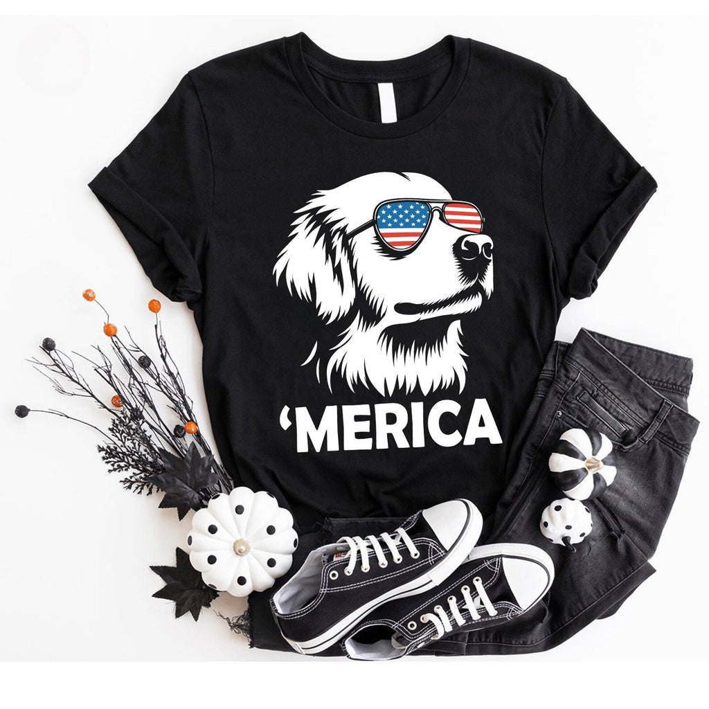 Merica Golden Retriever 4th July Dog Golden Retriever Mom Patriotic Dog Tee Golden Retriever Lover (4)