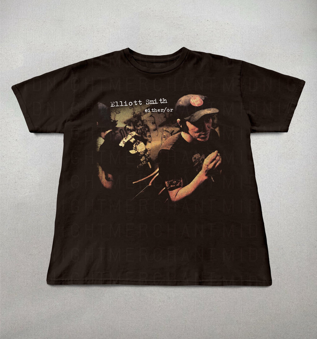 Elliot Smith Either Indie Folk Retro 90s Elliot Smith Alt Rock Tee 90s Band Tee (4)