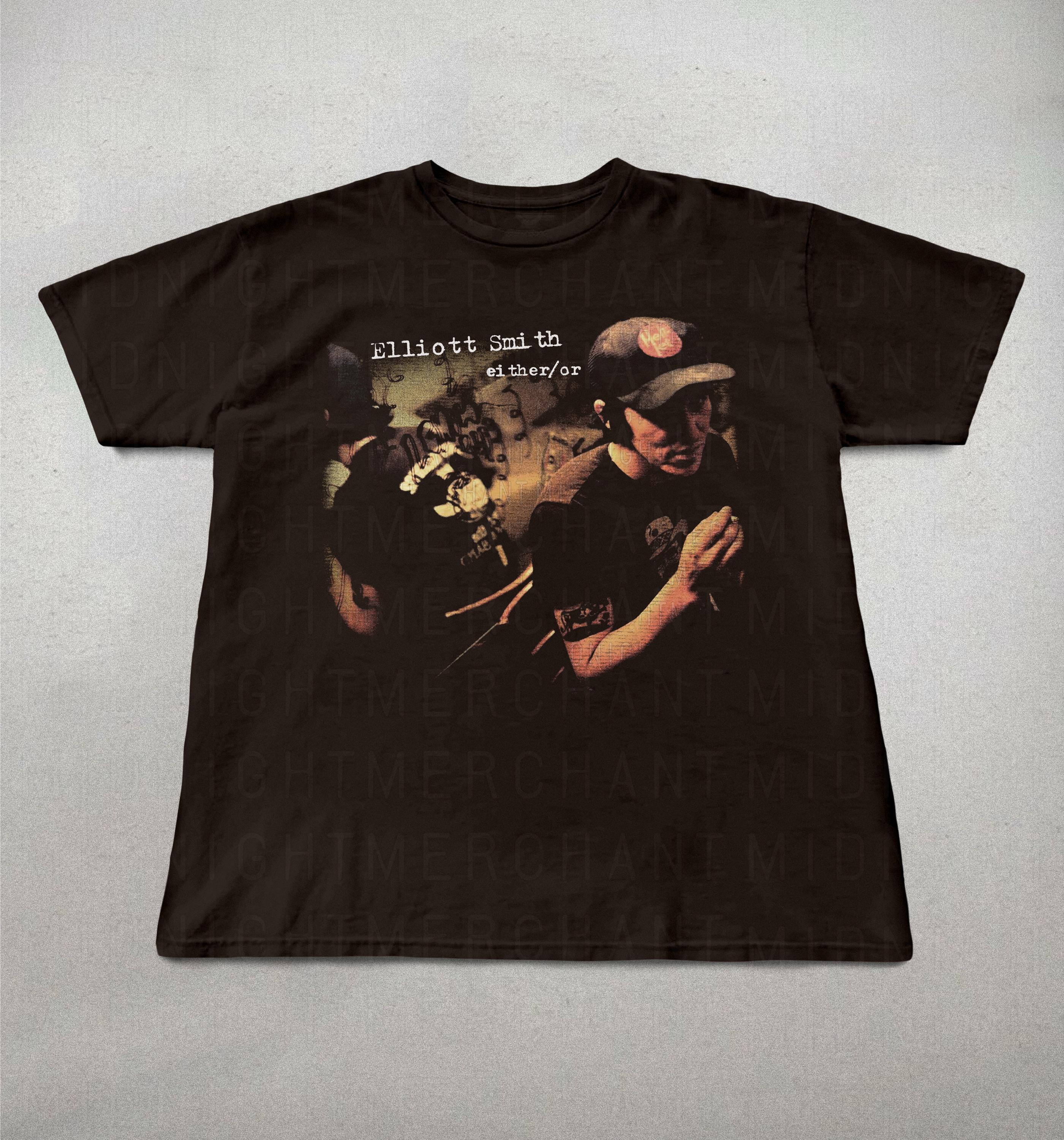 Elliot Smith Either Indie Folk Retro 90s Elliot Smith Alt Rock Tee 90s Band Tee (4)