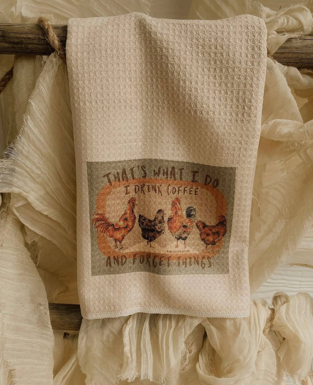 Chickens and Coffee Kitchen Towel