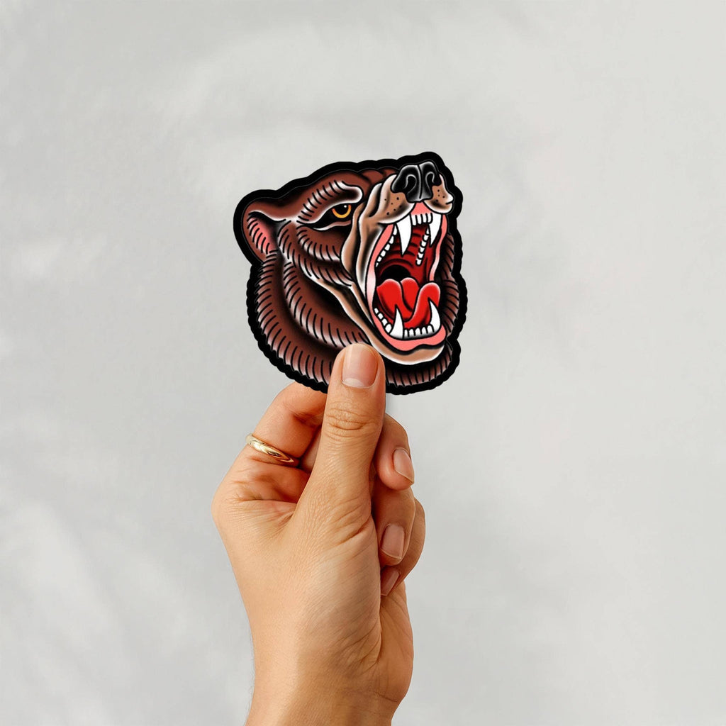 American Traditional Tattoo Bear Head Sticker