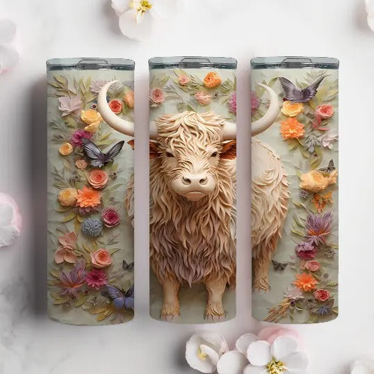 3D Highland Cow Tumbler T-Shirts, Hoodie, Sweatshirt | DripVista.com