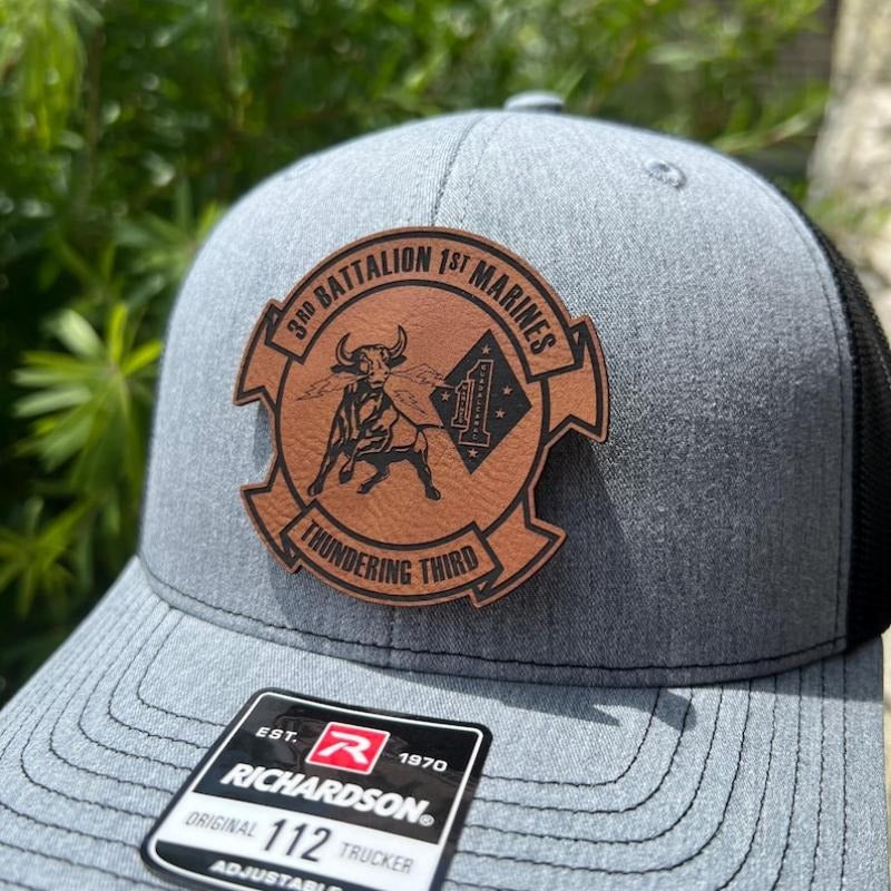 3rd Battalion 1st Marines Leather Hat Patch Richardson Hat Mesh Back Snap Back | Salty Vet | T-Shirts, Hoodie, Sweatshirt