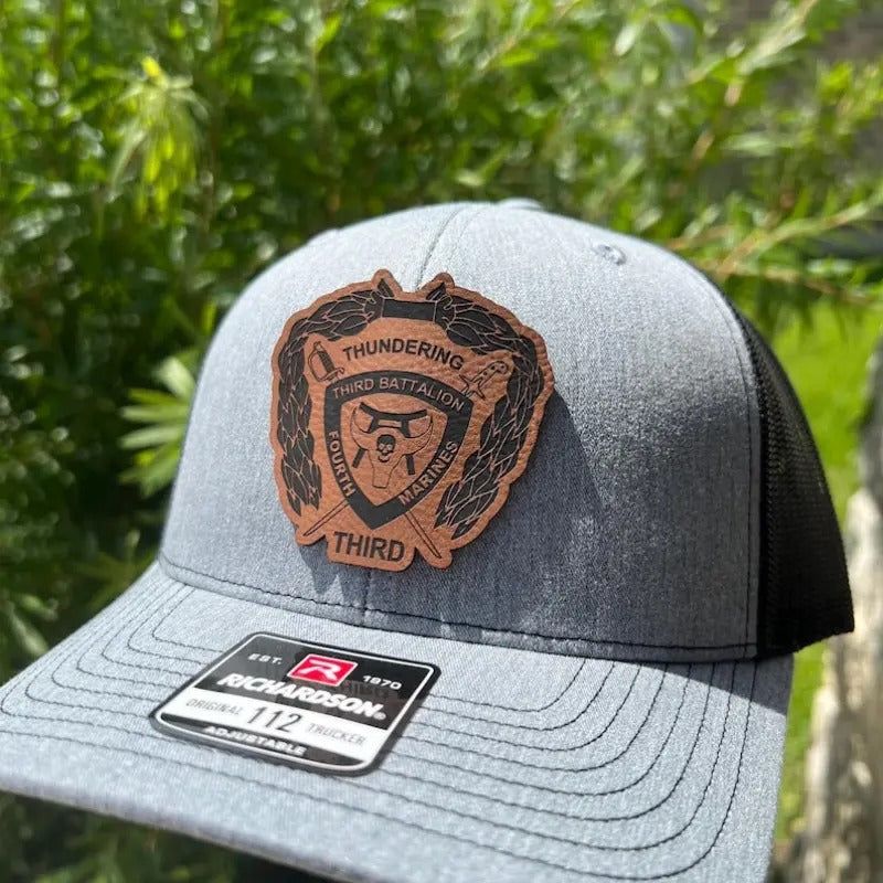 3rd Battalion 4th Marines Leather Hat Patch Richardson Hat Mesh Back Snap Back | Salty Vet | T-Shirts, Hoodie, Sweatshirt