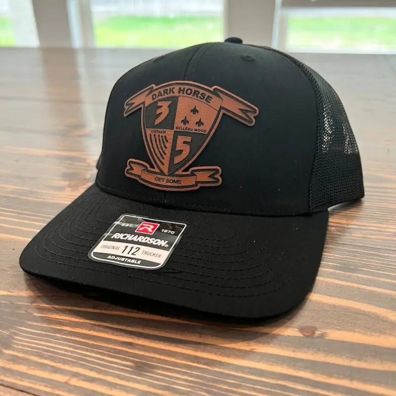 3rd Battalion 5th Marines Infantry Leather Hat Patch Richardson Hat Mesh Back Snap Back | Salty Vet | T-Shirts, Hoodie,...