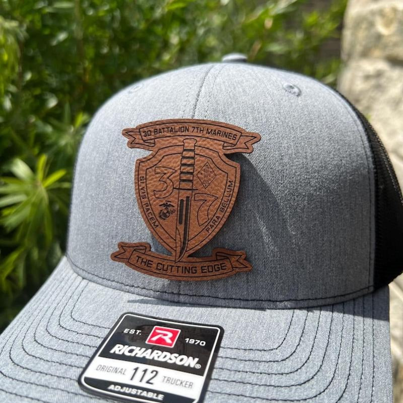 3rd Battalion 7th Marines Leather Hat Patch Richardson Hat Mesh Back Snap Back | Salty Vet | T-Shirts, Hoodie, Sweatshirt