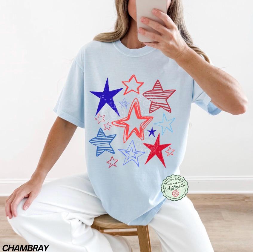 Retro 4th July Stars Comfort Colors Patriotic Usa Tee 4th July Summer America (5)