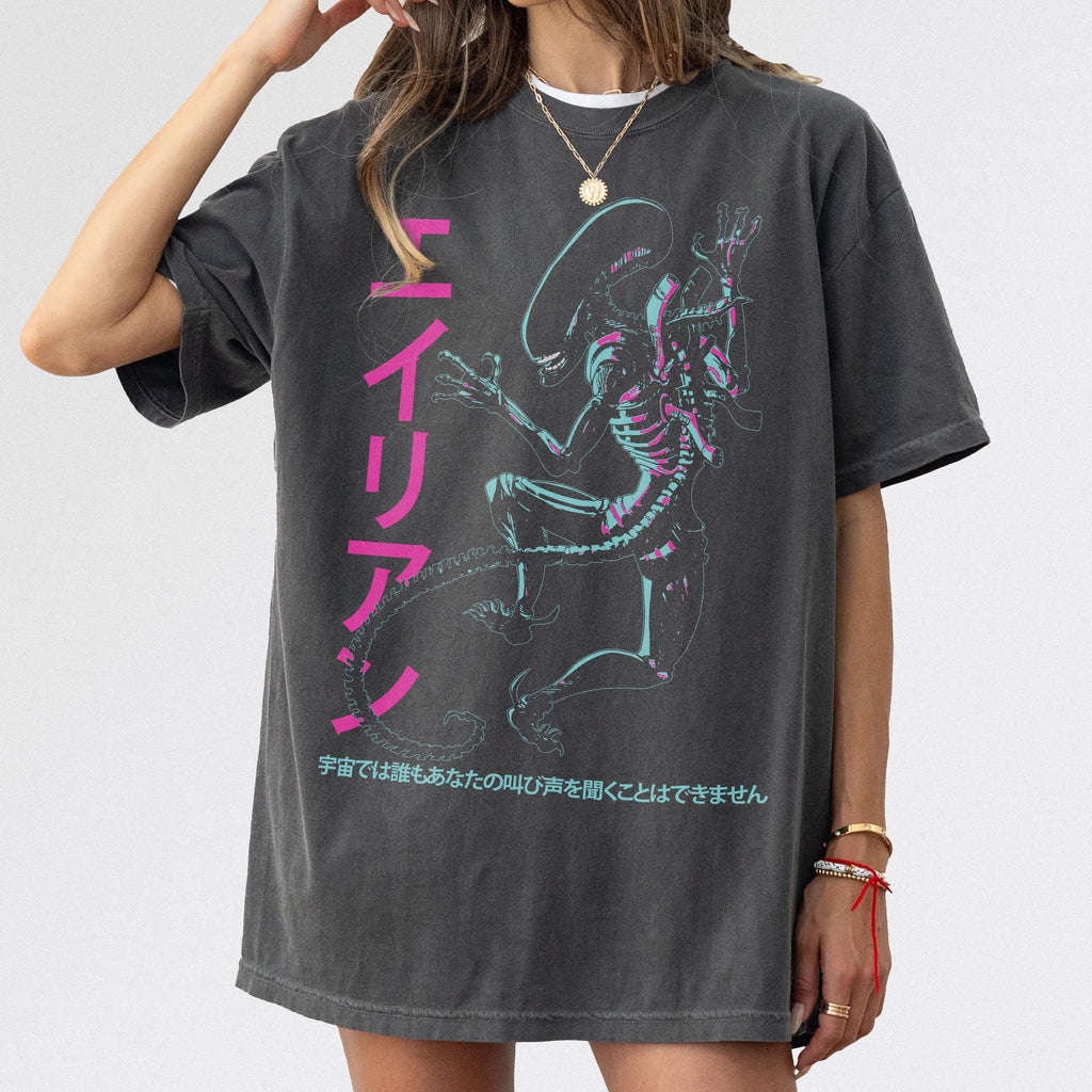 Vintage Alien Retro Japanese Xenomorph Unisex T-shirt, Sweatshirt, Hoodie (5)