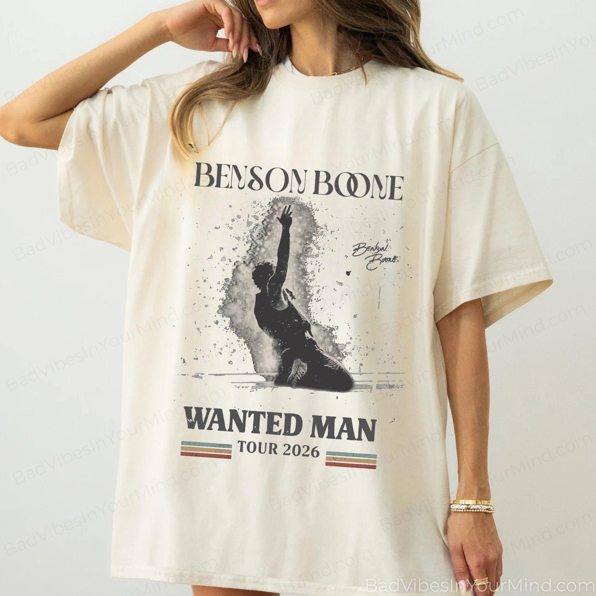 Benson Boone Wanted Man Tour 2026 Wash Benson Boone Comfort Color Retro Concer Vintage Music Fan (5)